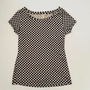 Banana Republic Black and Cream Polka Dot Tee Petite Small